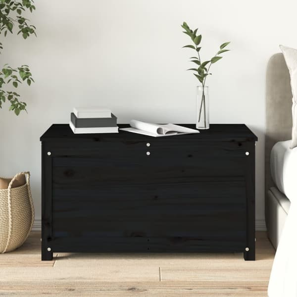 vidaXL opbevaringskasse 80x40x45,5 cm massivt fyrretræ sort