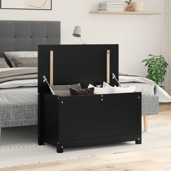 vidaXL opbevaringskasse 80x40x45,5 cm massivt fyrretræ sort