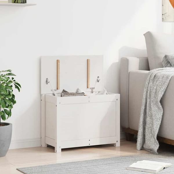 vidaXL opbevaringskasse 60x32x45,5 cm massivt fyrretræ hvid