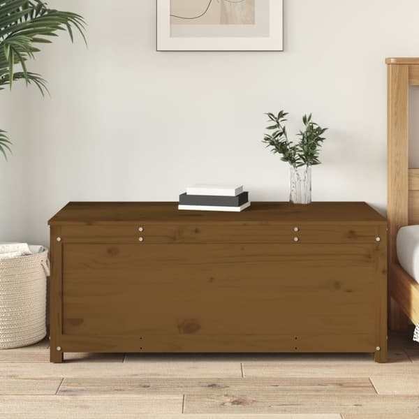 vidaXL opbevaringskasse 110x50x45,5 cm massivt fyrretræ gyldenbrun