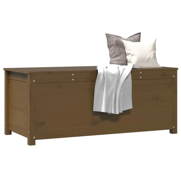 vidaXL opbevaringskasse 110x50x45,5 cm massivt fyrretræ gyldenbrun
