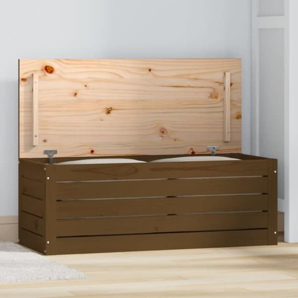 vidaXL Säilytyslaatikko hunajanruskea 89x36,5x33 cm täysi mänty