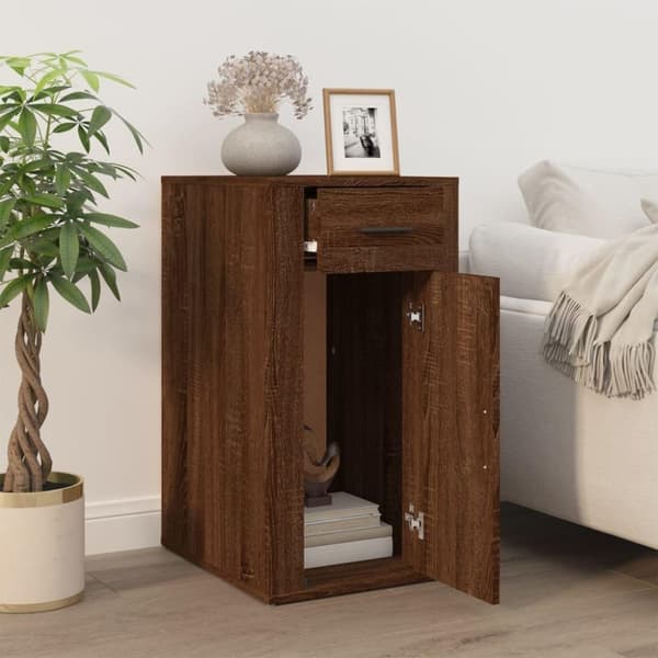 vidaXL skrivebordsskab 40x49x75 cm konstrueret træ brunt egetræ