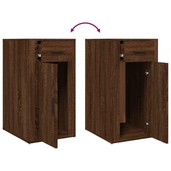 vidaXL skrivebordsskab 40x49x75 cm konstrueret træ brunt egetræ