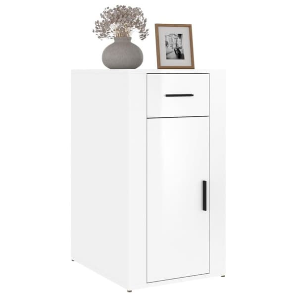 vidaXL Skrivbordskåp högglans vit 40x49x75 cm konstruerat trä