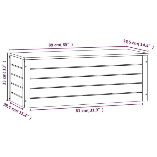 vidaXL Förvaringslåda honungsbrun 89x36,5x33 cm massiv furu