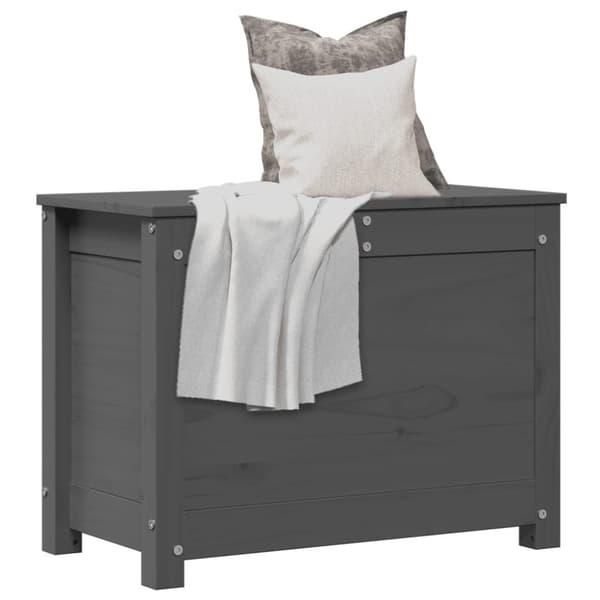 vidaXL Förvaringslåda grå 60x32x45,5 cm massiv furu