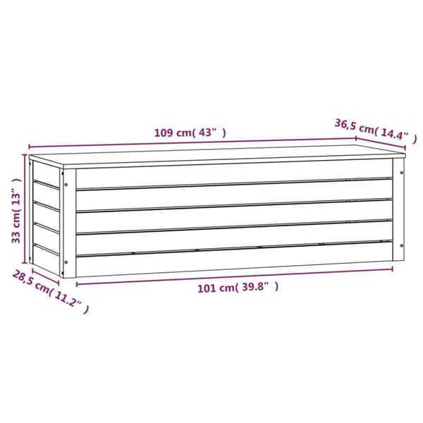 vidaXL Putekasse hvit 109x36,5x33 cm heltre furu