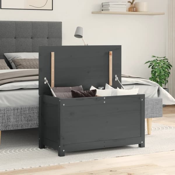 vidaXL Förvaringslåda grå 80x40x45,5 cm massiv furu