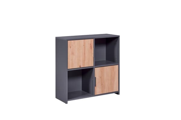 Pepeto hylle 2 dører, 2 hyller grå, Artisan eik dekor.