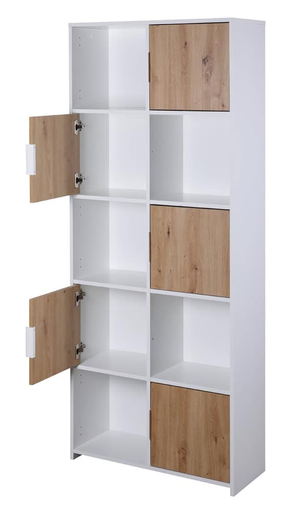 Pepeto hylle 5 dører, 5 hyller hvit, Artisan eik dekor.