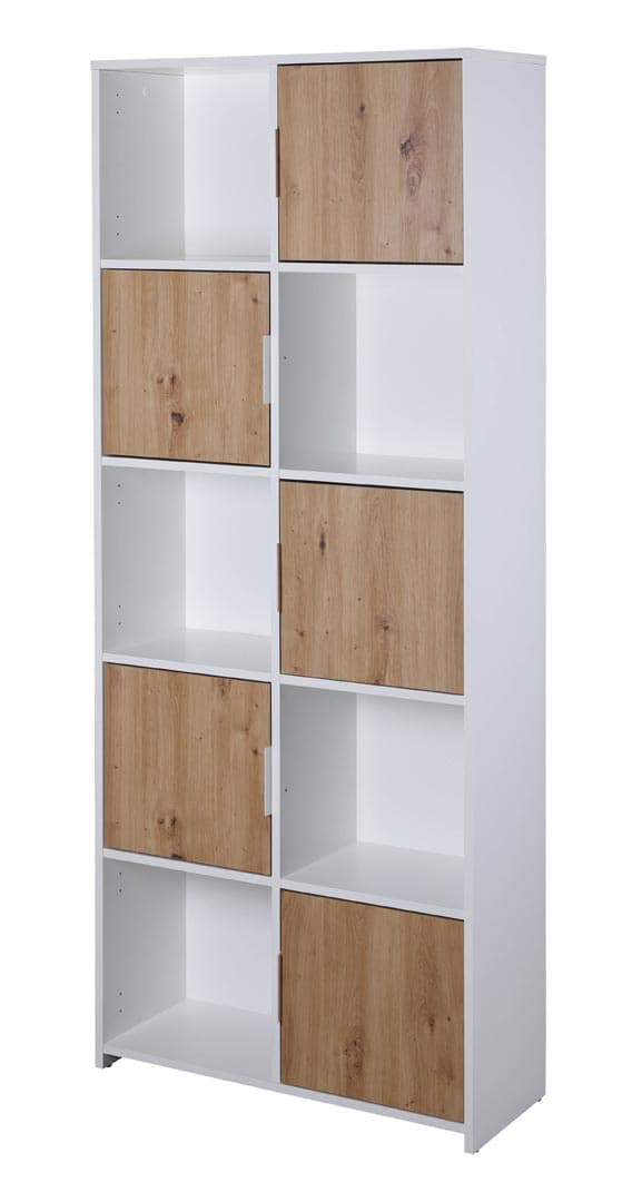 Pepeto hylle 5 dører, 5 hyller hvit, Artisan eik dekor.