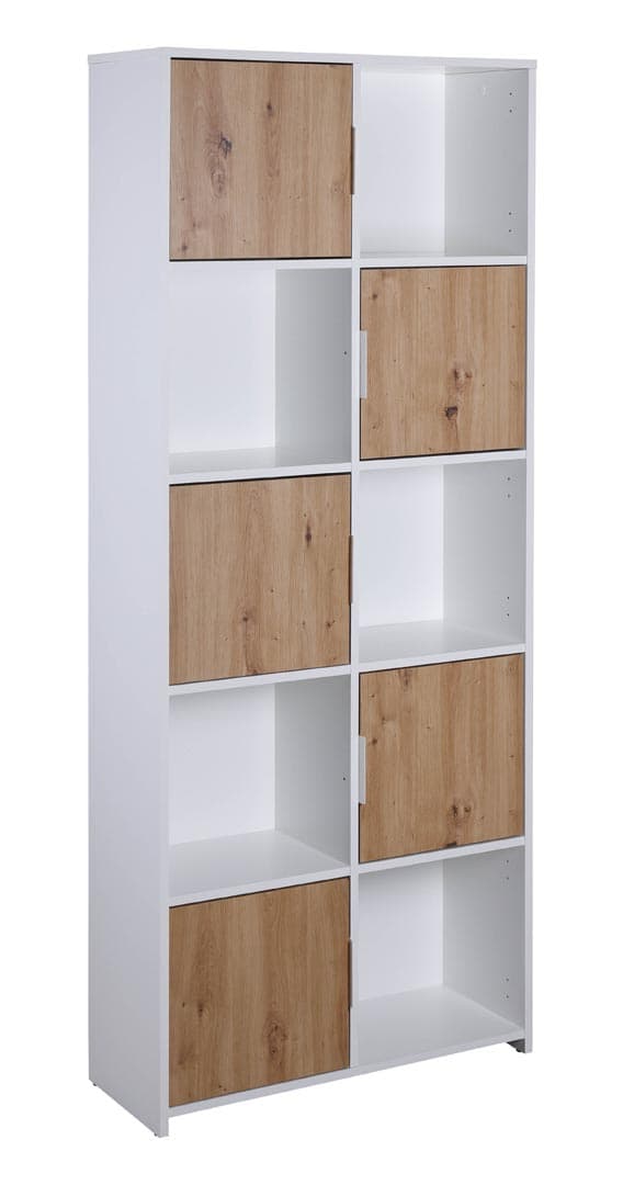 Pepeto hylle 5 dører, 5 hyller hvit, Artisan eik dekor.