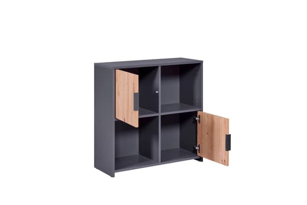 Pepeto reol 2 låger, 2 hylder grå, Artisan eg dekor.