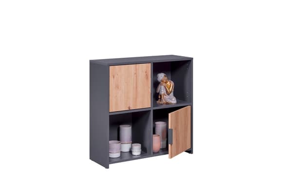Pepeto reol 2 låger, 2 hylder grå, Artisan eg dekor.
