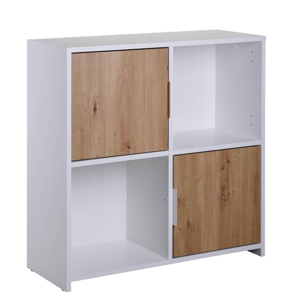 Pepeto reol 2 låger, 2 hylder hvid, Artisan eg dekor.