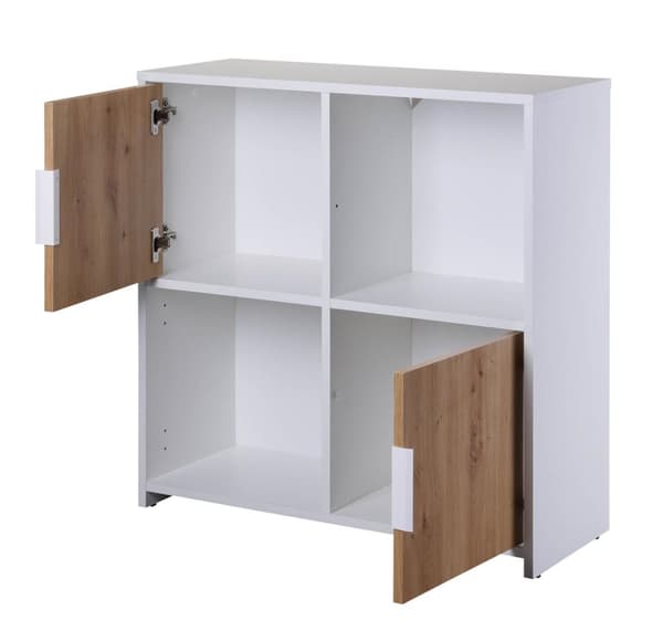 Pepeto reol 2 låger, 2 hylder hvid, Artisan eg dekor.