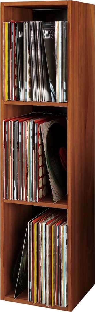 Platto3 reol til LP 3 hylder nøddetræ dekor.