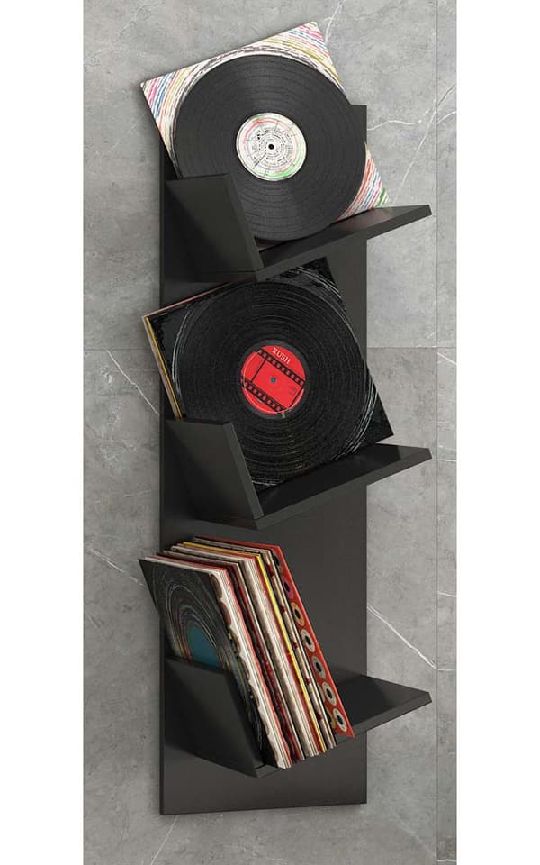 Sulda reol væghængt til LP 3 hylder sort.