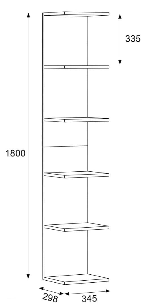 Lazas bokhylla vägghängd 5 hyllor antracit.