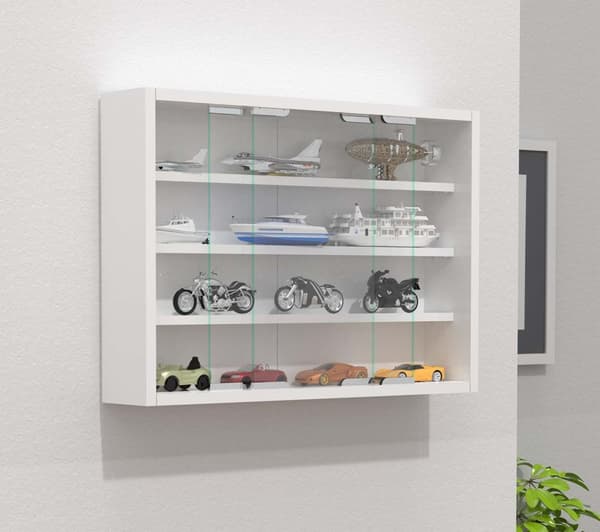 AgisaM glassmontre vegghengt 2 skyvedører hvit.