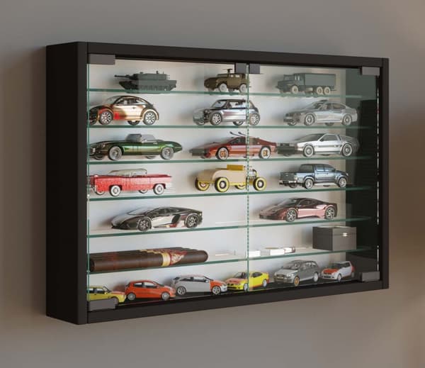 MandosaXL glassmontre vegghengt 2 glassdører svart.