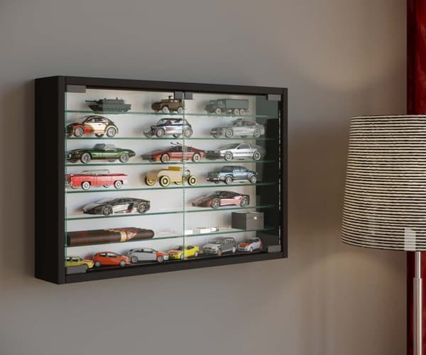 MandosaXL glassmontre vegghengt 2 glassdører svart.