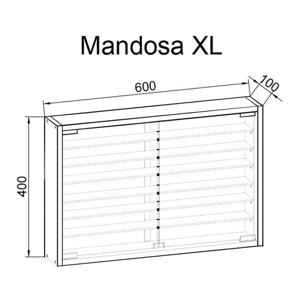 MandosaXL glassmontre vegghengt 2 glassdører svart.