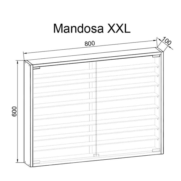 MandosaXXL glassmontre vegghengt 2 glassdører hvit.