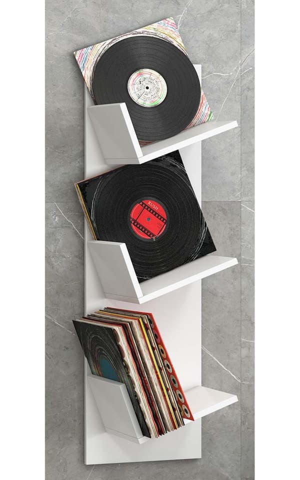 Sulda hylle vegghengt for LP 3 hyller hvit.