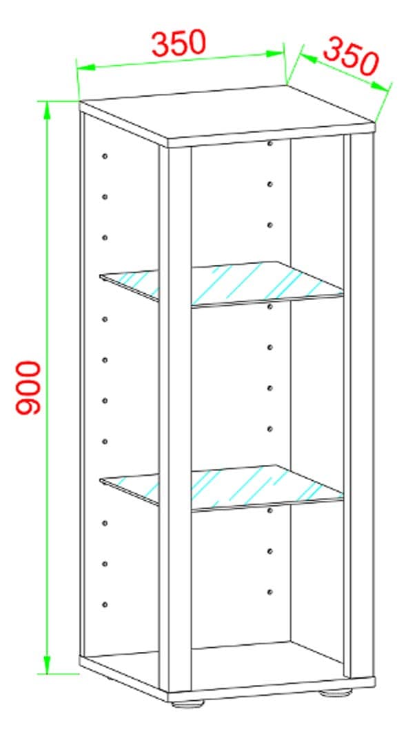 GlasolM vitrineskap 3 hyller antracitt.