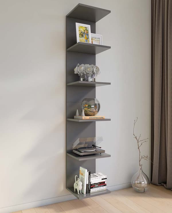 Lazas hylle vegghengt 5 hyller antracitt.
