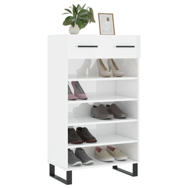 vidaXL skoreol 60x35x105 cm konstrueret træ hvid højglans