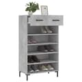 Miniatyrbilde 3 av 11: vidaXL Skohylle betonggrå 60x35x105 cm konstruert tre