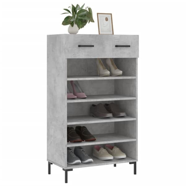 vidaXL Skohylle betonggrå 60x35x105 cm konstruert tre