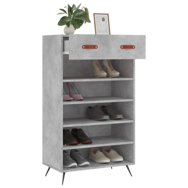 vidaXL Skohylle betonggrå 60x35x105 cm konstruert tre