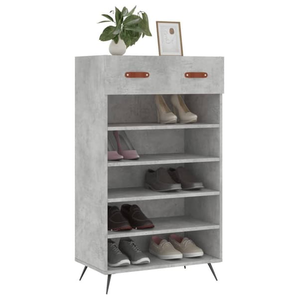 vidaXL Skohylle betonggrå 60x35x105 cm konstruert tre