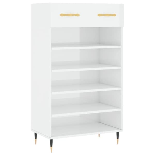 vidaXL skoreol 60x35x105 cm konstrueret træ hvid højglans