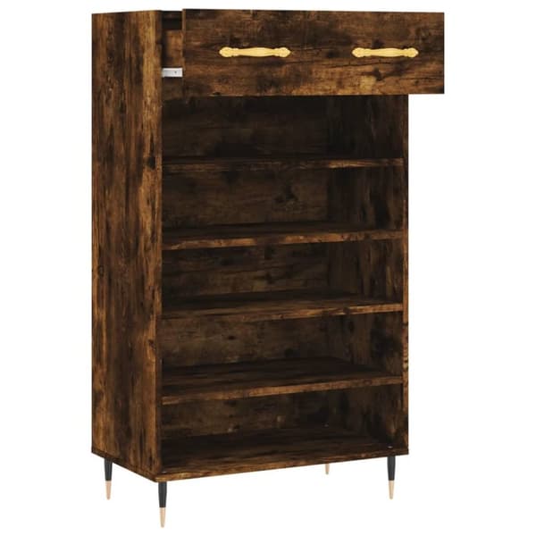 vidaXL skoreol 60x35x105 cm konstrueret træ røget egetræsfarve