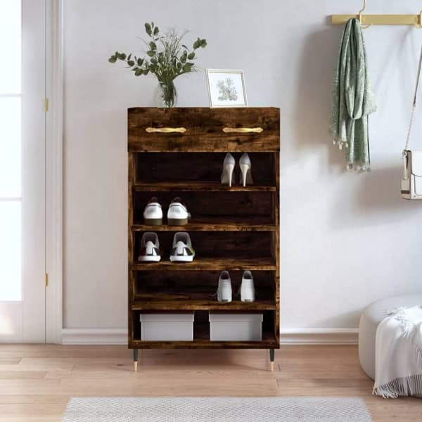 vidaXL skoreol 60x35x105 cm konstrueret træ røget egetræsfarve