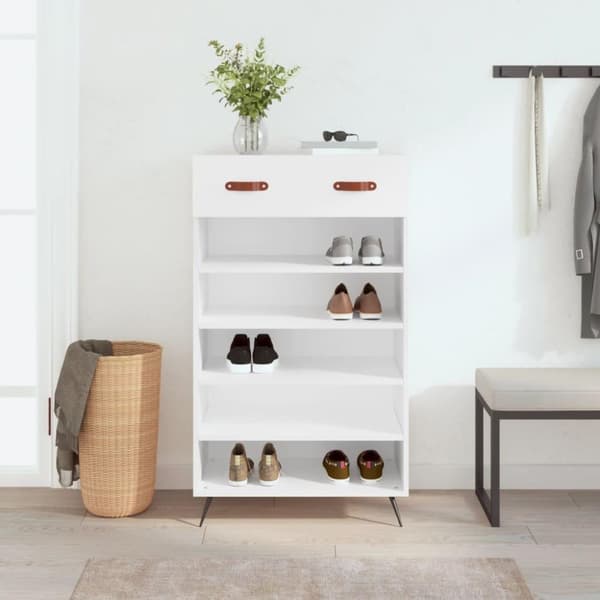 vidaXL skoreol 60x35x105 cm konstrueret træ hvid
