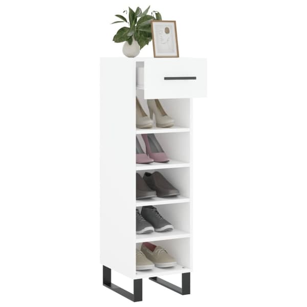 vidaXL Skohylle hvit 30x35x105 cm konstruert tre