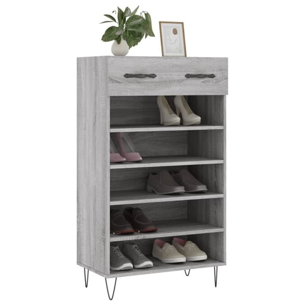vidaXL Skohylle grå sonoma 60x35x105 cm konstruert tre