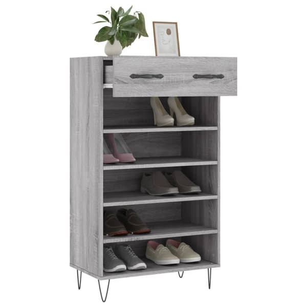 vidaXL Skohylle grå sonoma 60x35x105 cm konstruert tre