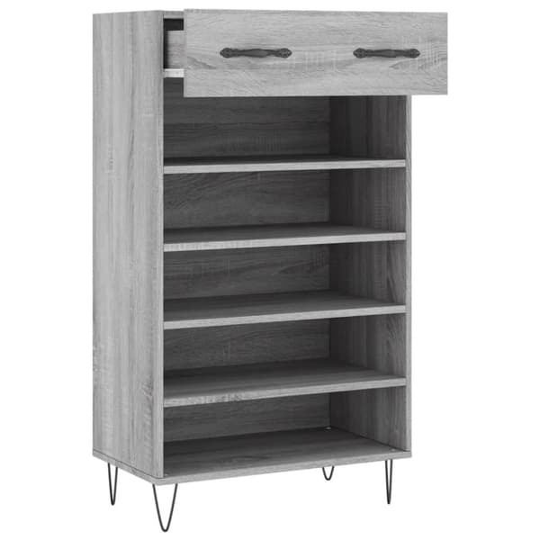 vidaXL Skohylle grå sonoma 60x35x105 cm konstruert tre