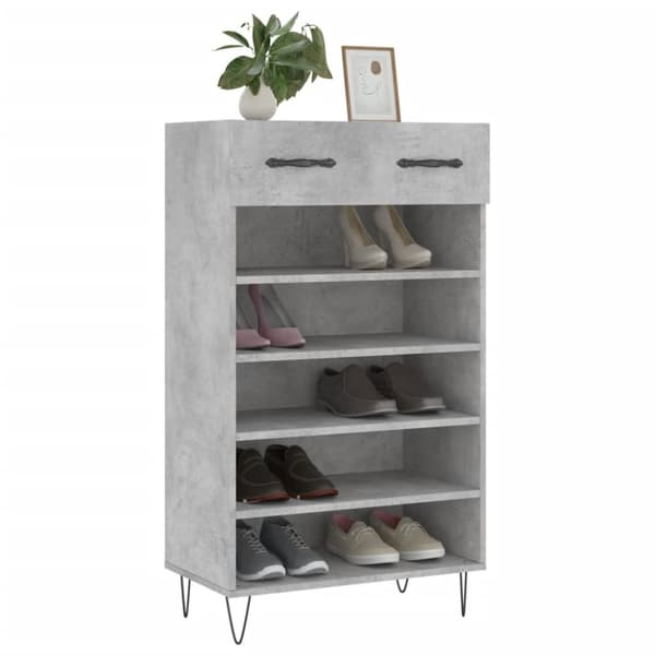vidaXL Skohylle betonggrå 60x35x105 cm konstruert tre
