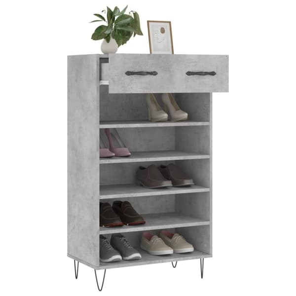 vidaXL Skohylle betonggrå 60x35x105 cm konstruert tre