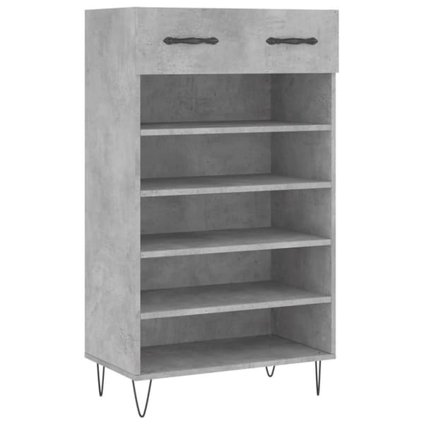 vidaXL Skohylle betonggrå 60x35x105 cm konstruert tre