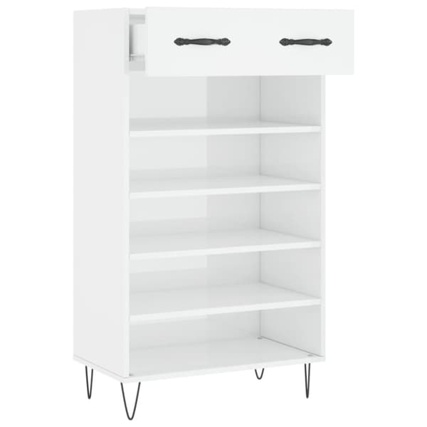 vidaXL Skoskap høyglans hvit 60x35x105 cm konstruert tre