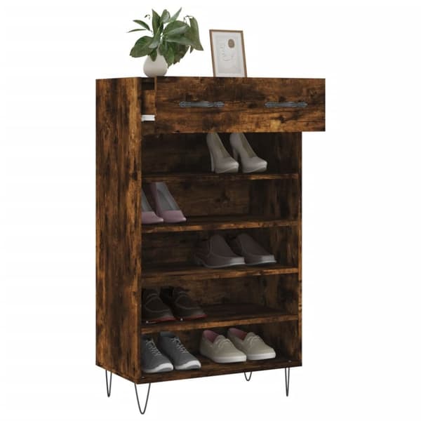 vidaXL Skohylla rökfärgad ek 60x35x105 cm konstruerat trä